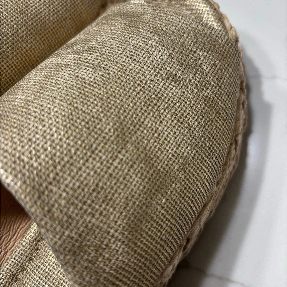 ShuShop Natural Gold Platform Espadrille Slide Sandals